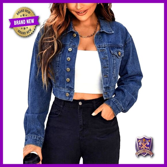 Cropped Denim Jacket Vintage Oversized Distressed Y2K Chic Layering Piece